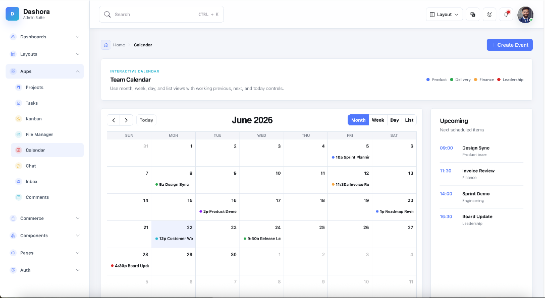 Calendar page preview