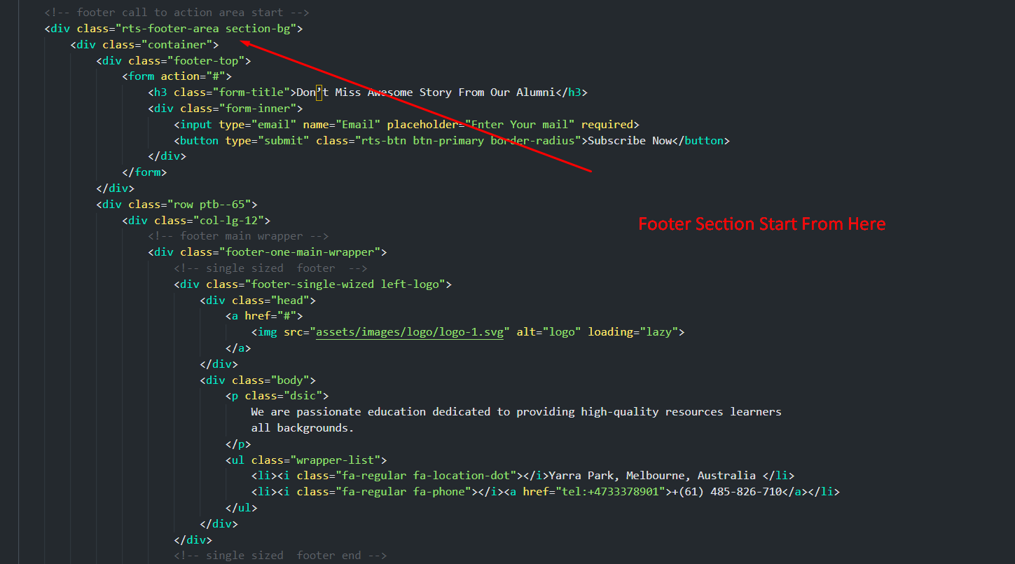 Footer customization